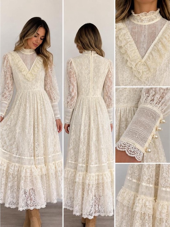 Gunne Sax Dresses & Skirts - Vintage 1970s Gunne Sax by Jessica Ivory Lace Prairie Maxi Dress